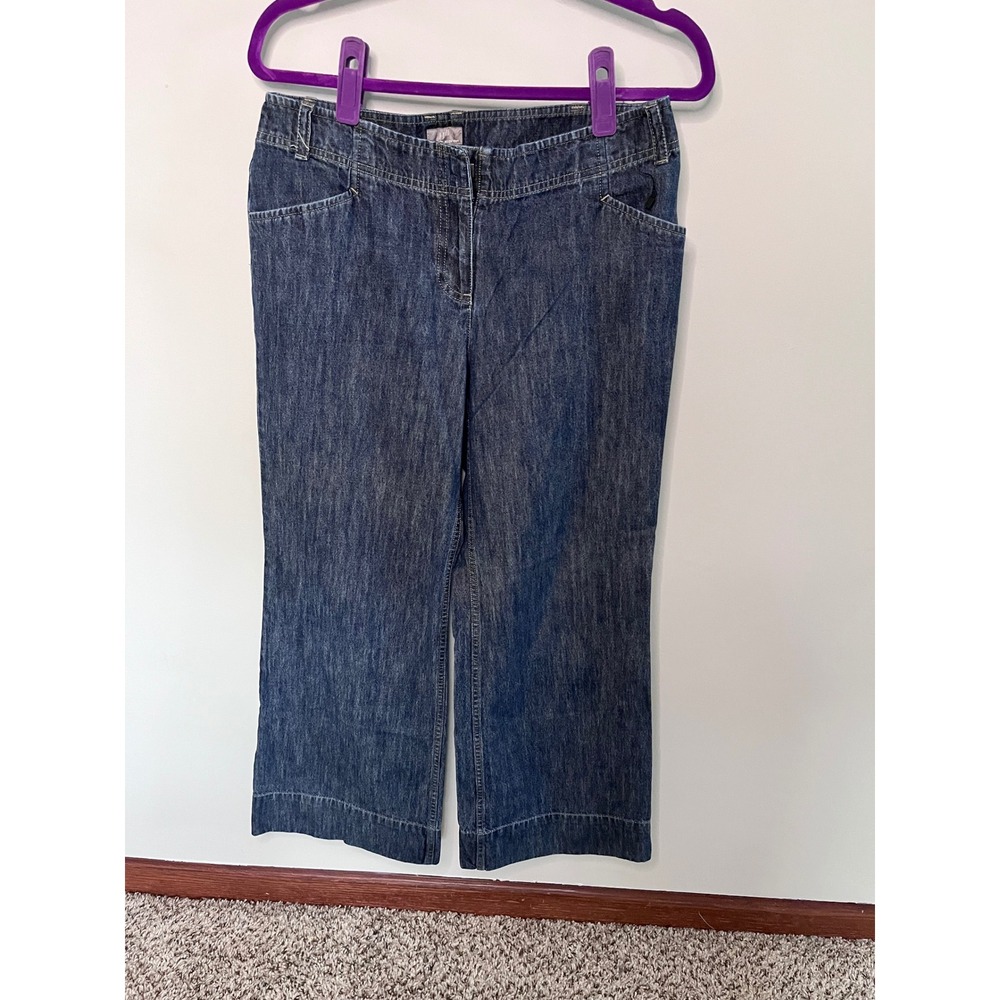 J. Jill Genuine Fit Below Waist Wide Leg Jeans Dark Wash Petite 10P Blue
